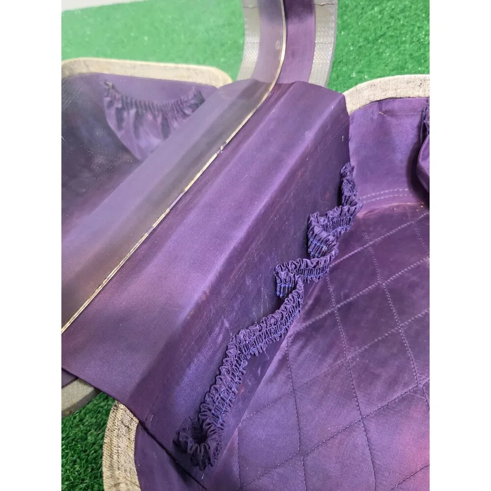 Vintage Tweed Vanity Case Train Luggage Makeup Train Case Purple Interior